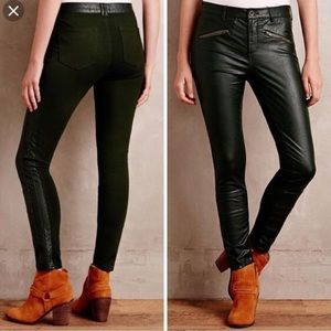 Anthropologie Pilcro & Letterpress Faux Leather Black Moto Skinny Pants Size 28